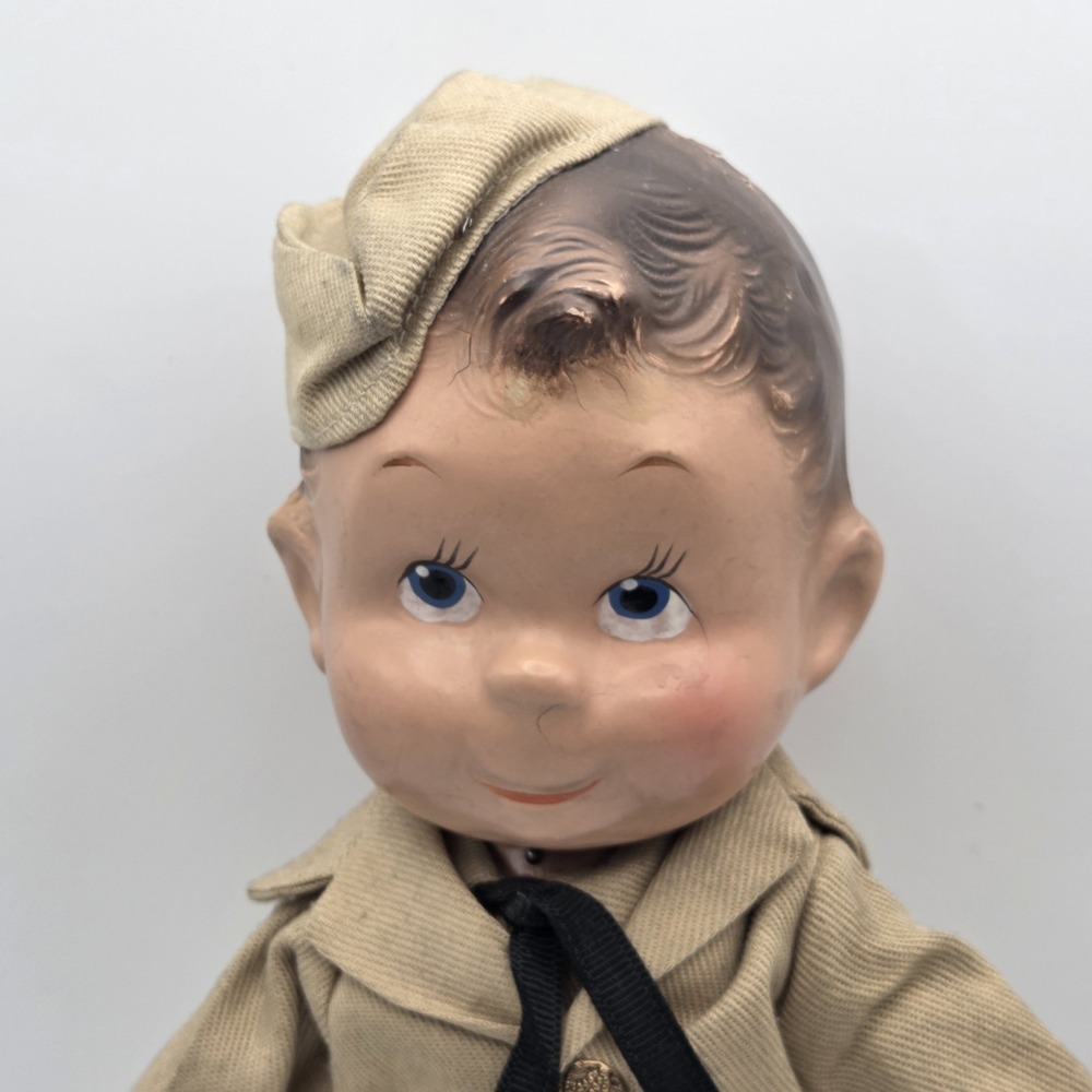 1938 Sunny Sam Soldier Flexy Doll By Ideal Toy Co. Composition Military 13" - Picture 2 of 16